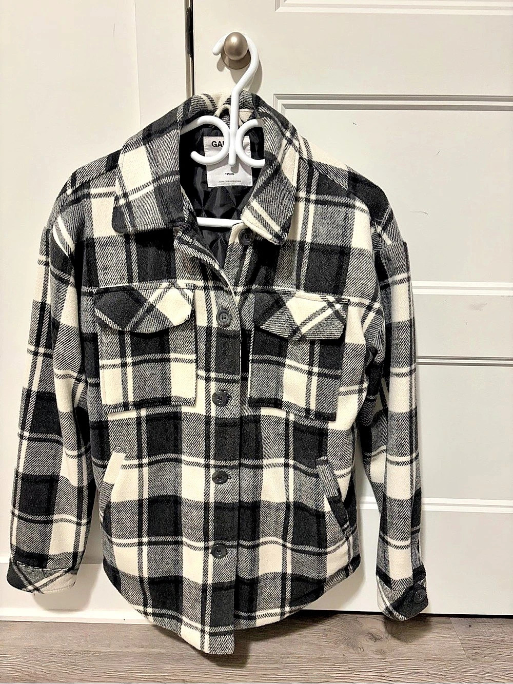 Garage Plaid Shirt Jacket in Black & White